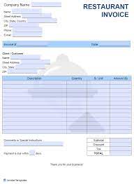 Free Restaurant Invoice Template Pdf Word Excel