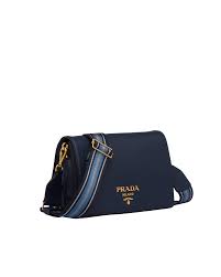 Baltic Blue Leather Shoulder Bag Prada