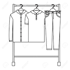 Antique vintage victorian wood base with cast metal hooks 27 wall clothes hall clothes tree wall rack steampunk hat rack. Monochrome Silhouette Of Male Clothes Rack With Shirts And Pants On Hangers Vector Illustration Royalty Free Cliparts Vectors And Stock Illustration Image 84473895