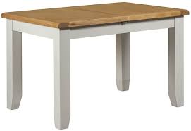 The hudson dining small extending dining table is the perfect alternative to the large cross legged table in the same range, where space may be at a premium. Lundy Oak And Grey Painted 120cm 150cm Extending Dining Table Cfs Furniture Uk