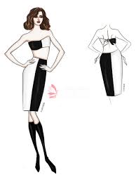 Short Black And White Two Piece Bodycon Dress Dress Sketches Prom Gown Black And White Two Piece