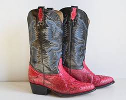 Black And White Snakeskin Cowboy Boots 70s 80s Hot Pink Snakeskin Cowboy Boots Western Black Blue Wild West Embroidered Mid Calf Leather Cowboy B Snakeskin Cowboy Boots Leather Cowboy Boots Boots