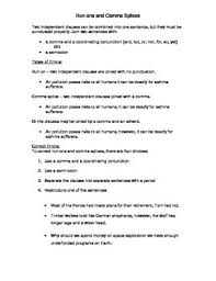 Includes Notes That Explain How To Fix Run Ons And Comma Splices The Worksheet Asks Students To Label Each Sentence A Run On Or A Comm Sentences Words Grammar
