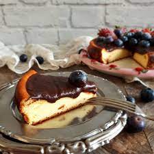 Cheesecake con copertura al cioccolato. Cheesecake Cotta Con Glassa Al Cacao Clelia Bakery