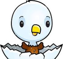 A cartoon illustration of a baby eagle hatching from an egg ...