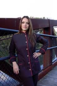 Women S Chef Coat Style Bsw103 Shown In Black 100 Cotton Gabardine Red Berry Piping Collar Front Cuffs Coat Fashion Coats For Women Women S Chef Jackets