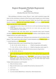 Uji antara x1 dengan y1 kemudian baru x1 dengan y2 uji antarax2 dengan y1 kemudian. Pdf Perhitungan Regresi Berganda Multiple Regression Secara Manual