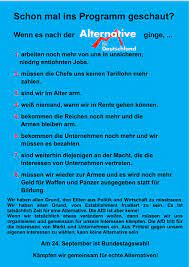Im wahlprogramm der alternative für deutschland (afd) werden viele forderungen nur stichpunktartig aufgeführt, jedoch nicht präzisiert. Bundestagswahl Am 24 September Ig Metall Jena Saalfeld Und Gera