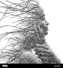 Surreal creative double exposure portrait Stock Photo - Alamy