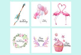 Get started with a free trial to browse our fun and unique options! Free Printable Watercolor Birthday Cards Flamingo Balloons Arrow Cupcake Tinselbox