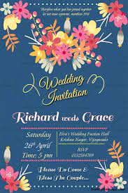 A destination wedding card will have additional/different wording requirements! A Fulfilling Marriage Bluish Floral Theme Traditional Christian Wedding Invitation Card Seemymarriage