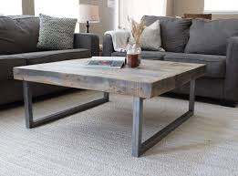 reclaimed wood and metal square coffee table tube steel legs living area sofa table decor coffee table square coffee table