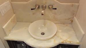 white onyx drop in vessel sink