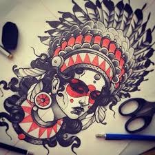 Indian On Behance By Vitali Morozov Tattoos Neo Traditional Native American Tattoos