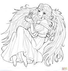 Manga / anime coloring page representing a sad girl. Long Hair Anime Girl Coloring Pages Christmas Novocom Top