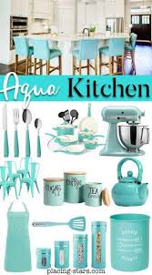 aqua kitchen decor. aqua cookware, aqua