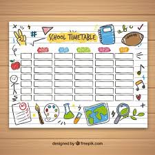 School Timetable Template With Hand Drawn School Objects