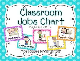 classroom jobs chart bright polka dots