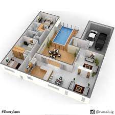 Denah rumah minimalis jenis 36. Desain Rumah Minimalis Dengan 3 Kamar Tidur Dan Kolam Renang Mau Rumah Nyaman Follow Rumah Ig Untuk Da Desain Rumah Minimalis Rumah Minimalis Desain Rumah