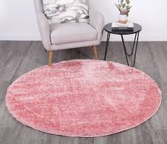 Puffy Soft Shag Round Rug Pink - Floorsome
