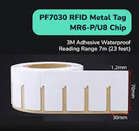 PF6025 On Metal UHF RFID Tag Sticker Waterproof 3M Adhesive - PF7030 for metal - 70*30*1.2mm / 30 pieces