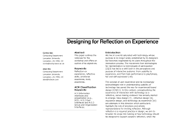 It organizes your ideas so you can crank out your final draft as fast as possible. Pdf Designing For Reflection On Experience