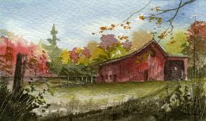You can download, edit these watercolors for personal use for your presentations, webblogs, or other project designs. Small Fall Barn Painting By Sean Seal