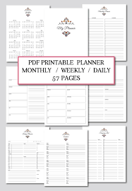 Pdf 57 Pages Printable Planner Organizer Agenda 2020 2021 Calendar Printable Planner Emily Planner Planner