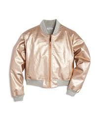 Splendid Girls Rose Gold Faux Leather Bomber Jacket Big Kid Kids Bloomingdale S Faux Leather Bomber Jacket Leather Bomber Jacket Bomber Jacket