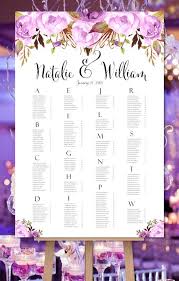 Wedding Seating Chart Purple Romantic Blossoms Watercolor Floral Print Ready Digital File