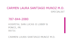 Cuando la mediocridad se adueña de la clase política, proliferan los profetas del bienestar sin sacrificio. 1487612255 Npi Number Carmen Laura Santiago Munoz M D Ponce Pr Npi Registry Medical Coding Library Www Hipaaspace Com C 2021