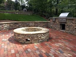 Cleveland patio design brick walkways pavers retaining. Natural Stone Retaining Wall Brick Patio Outdoor Grill Fire Pit Traditional Patio Charlotte By Charlotte Pavers Stone Houzz