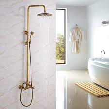 The 60 inch shower rod features a bold contemporary style. Antique Brass Rainfall Shower Faucet Brushed Gold Shower Head