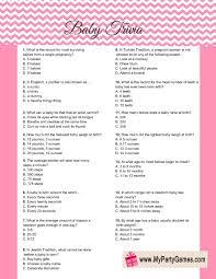 Free Printable Baby Trivia Game In Pink Color Baby Facts Baby Shower Quiz Funny Baby Shower Games