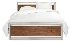 Piper Wood Panel Bed In Stainless Steel Modern Contemporary Beds Modern Bedroom Furniture Room Board Steel Bed Design Modern Bed Panel Bed