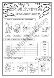 Wild Animals Can And Can T Verbs Of Movement Esl Worksheet By Tachita
