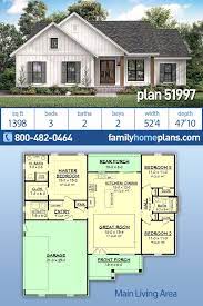 This style of house plan is basically a farmhouse style plan which draws some of its concepts and themes and elements from the french country style. Traditional Style House Plan 51997 With 3 Bed 2 Bath 2 Car Garage Country House Plans Country Style House Plans New House Plans