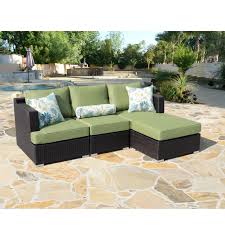 Corvus Sorrento 5 Piece Resin Wicker Set With Sunbrella Cushions Overstock Com Wicker Patio Furniture Set Patio Furniture Deals Brown Wicker Patio Furniture