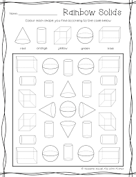 Rainbow Solids A Color By 3d Shape Printable Worksheet To Help Students Practice Shapes Worksheet Kindergarten Kindergarten Worksheets Shapes Kindergarten
