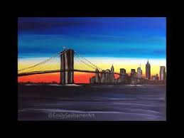 City skyline detailed silhouette set. Brooklyn Bridge City Silhouette Painting Youtube