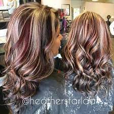 Dark brown hair with highlights and lowlights happens to be trending, and we're totally here for it. Red Blonde In 2021 Brown Hair With Blonde Highlights Burgundy Hair With Highlights Hair Styles