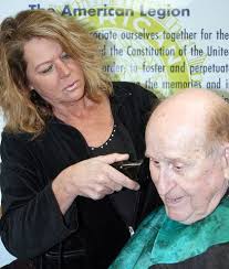 Old soldiers advance to the barber's chair