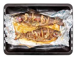 Either way, the technique is more or less the same. Fish Baked In Foil In The Oven Stock Photo Image Of Wooden Background 140012666