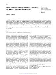 Pdf From Themes To Hypotheses Following Up With Quantitative Methods