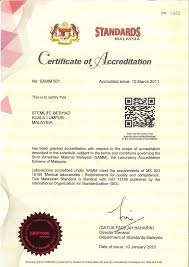 Laboratory accreditation scheme of malaysia (samm) skim akreditasi makmal malaysia, department standards of malaysia (dsm), is the most widely acknowledged accreditation body in malaysia, meets the requirements of ms iso/iec 17025:2005 general requirements for competence. Untitled