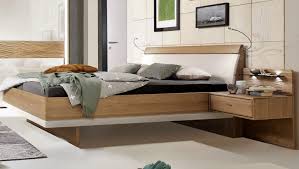 Stylform Doris Modern Floating Bed In Semi Solid Oak With Faux Leather Headboard Head2bed Uk