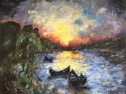 Delta dunarii este un tinut salbatic extrem de frumos si prietenos cu cei ce il viziteaza. Amurg In Delta DunÄƒrii Tablou De Georgeta Tudoran