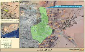 خريطة للمساحة المحررة في ‎عملية_فجر_الانتصار بمحافظة مأرب والتي تكللت  بالنجاح وتطهير اكثر من 600 كلم٢