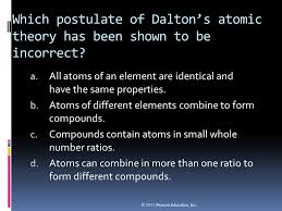 Which One Of The Following Is Not One Of The Postulates Of Dalton'S Atomic  Theory? Atoms Are Composed Of Protons, Neutrons, And Electrons Atoms Of An  Element Are Not Changed Into Different