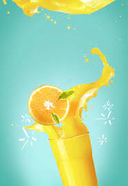 عصير البرتقال الطازج الأزرق خلفية منعشة الإعلان refreshing drinks detox juice orange juice